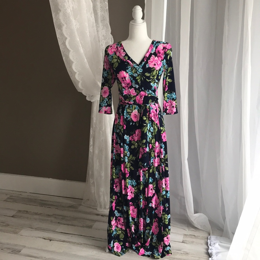 Pink Blush floral maternity and nursing dress.